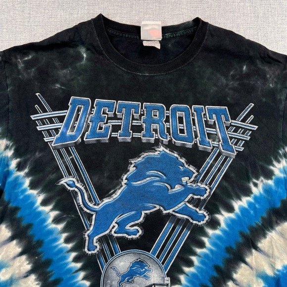 Vintage Y2K Detroit Lions Tie Dye T Shirt Men Large Blue NFL Graphic AOP Sporty - Picture 3 of 10